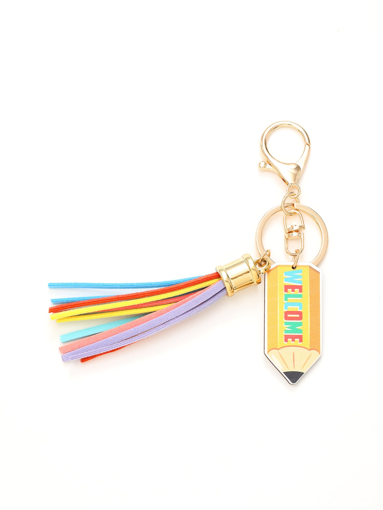 Wholesale Pencil Rainbow American Independence Day Ice Cream Wooden Tassel Keychain
